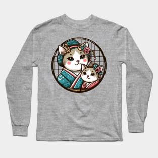 Japanese cat mom Long Sleeve T-Shirt